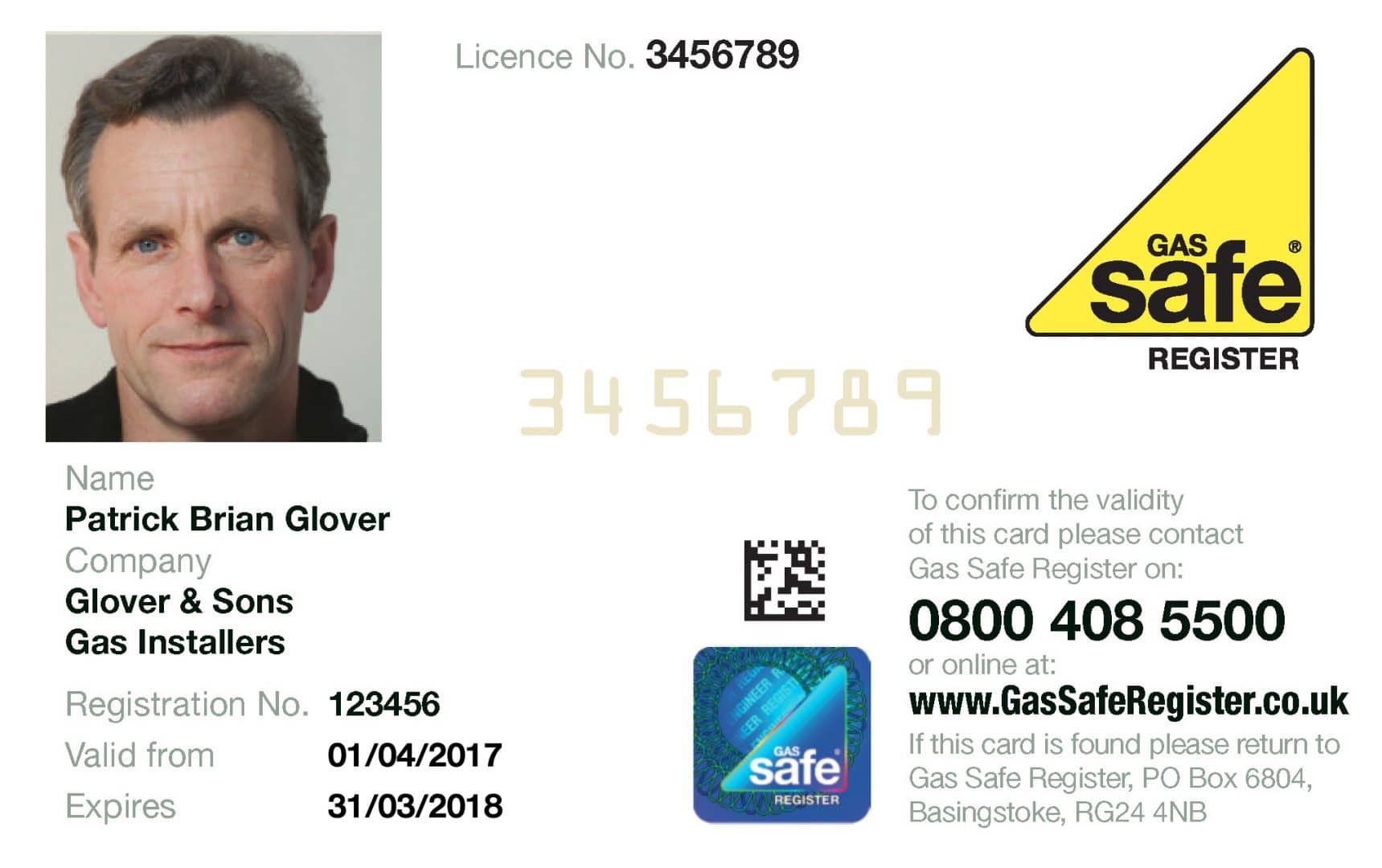 gas safe card front gas safe card front