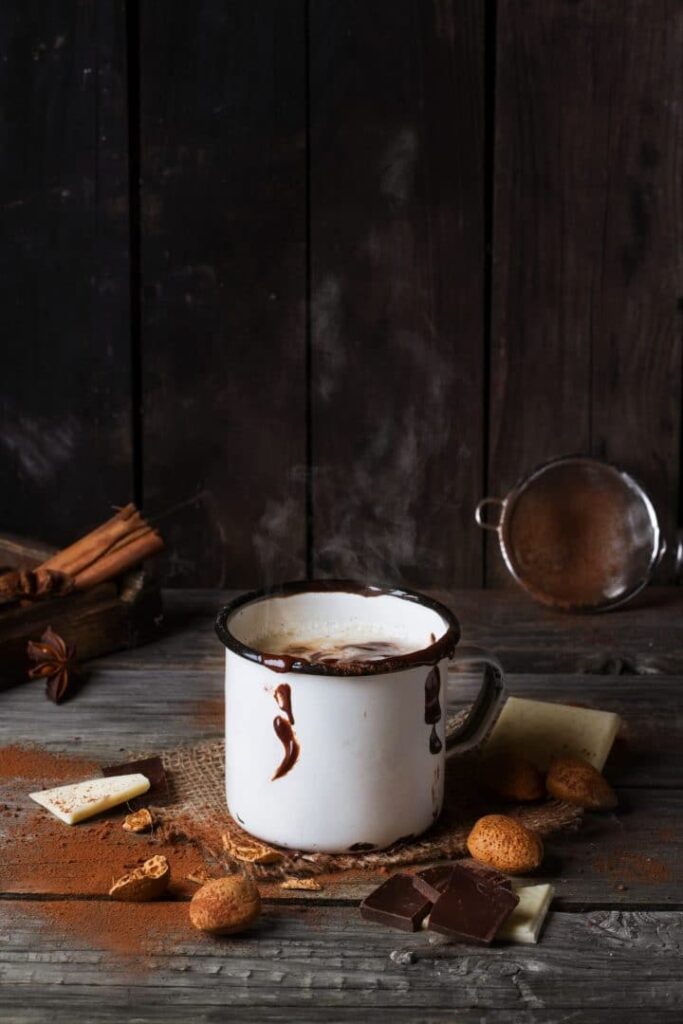 Vintage mug with hot chocolate