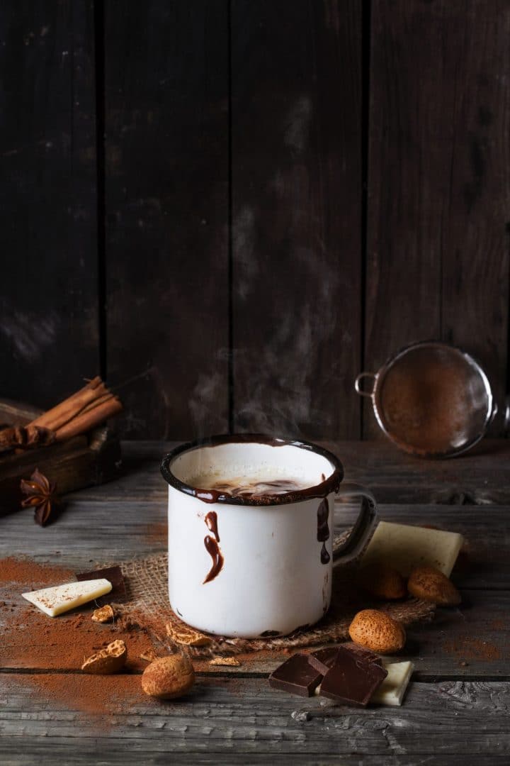 Vintage mug with hot chocolate